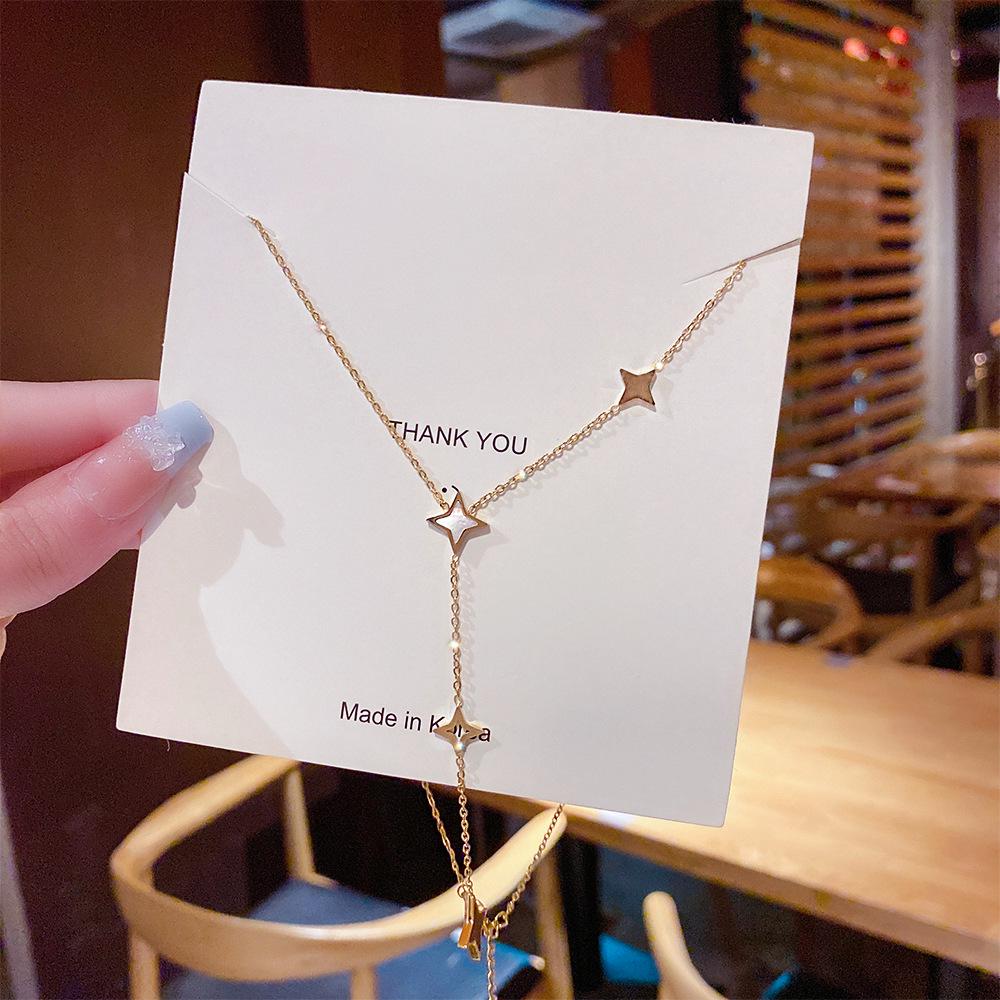 Minimalist Clavicle Necklace: Japanese & Korean Style, Luxurious Real Gold-Plated Titanium Steel Pendant for Women