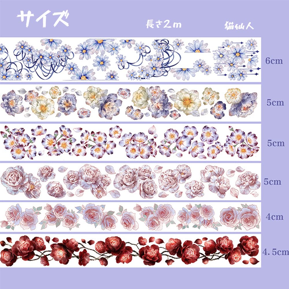 Neko Sennin Masking Set of 6 DIY Christmas Planner Miscellaneous Gift Wrapping Tape, Rolls, PET, Gift, Decoration, Transparent, Material, Stationery,
