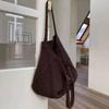 Coffee Color Knitted Tote: Women's Autumn/Winter Casual Large Woven Bag