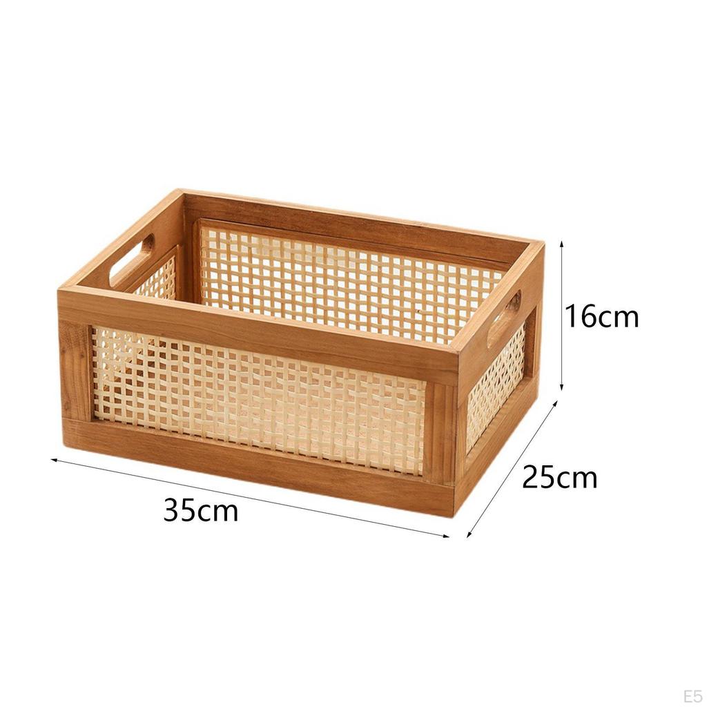 Bamboo Storage Basket Desktop Sundries Organizer for Towels Table Home Decor S