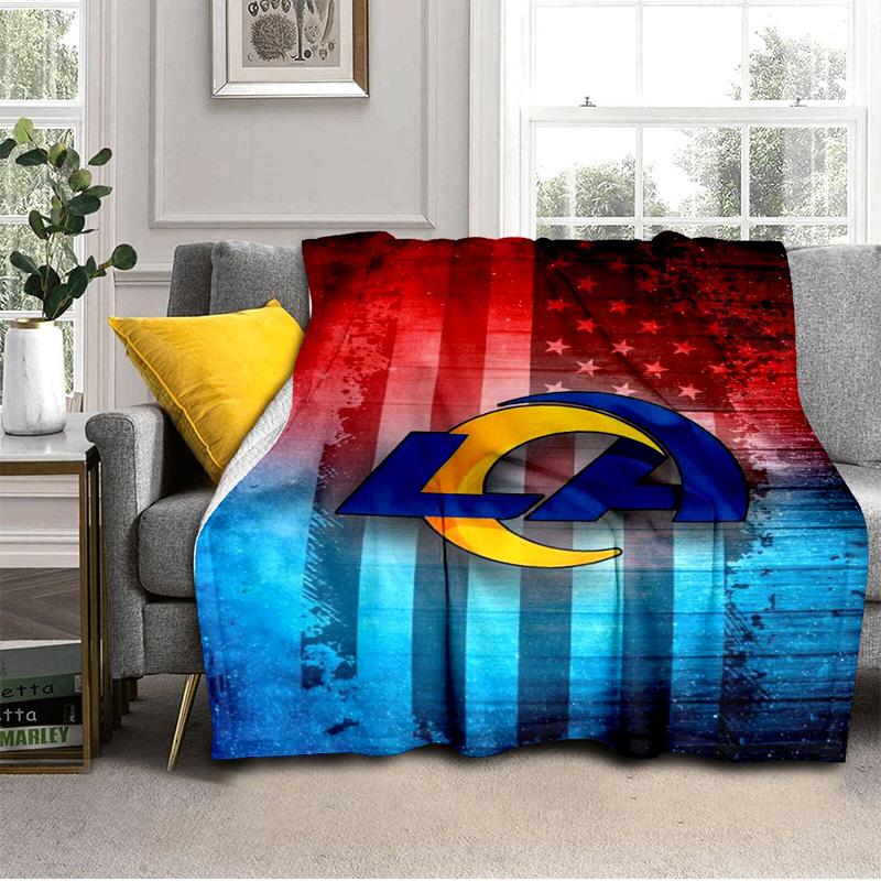 Rams Team Spirit Printed Throws Blanket Soft Flannel Blankets for Couch Bed Gifts for Men Women Picnic Blanket Christmas Gifts