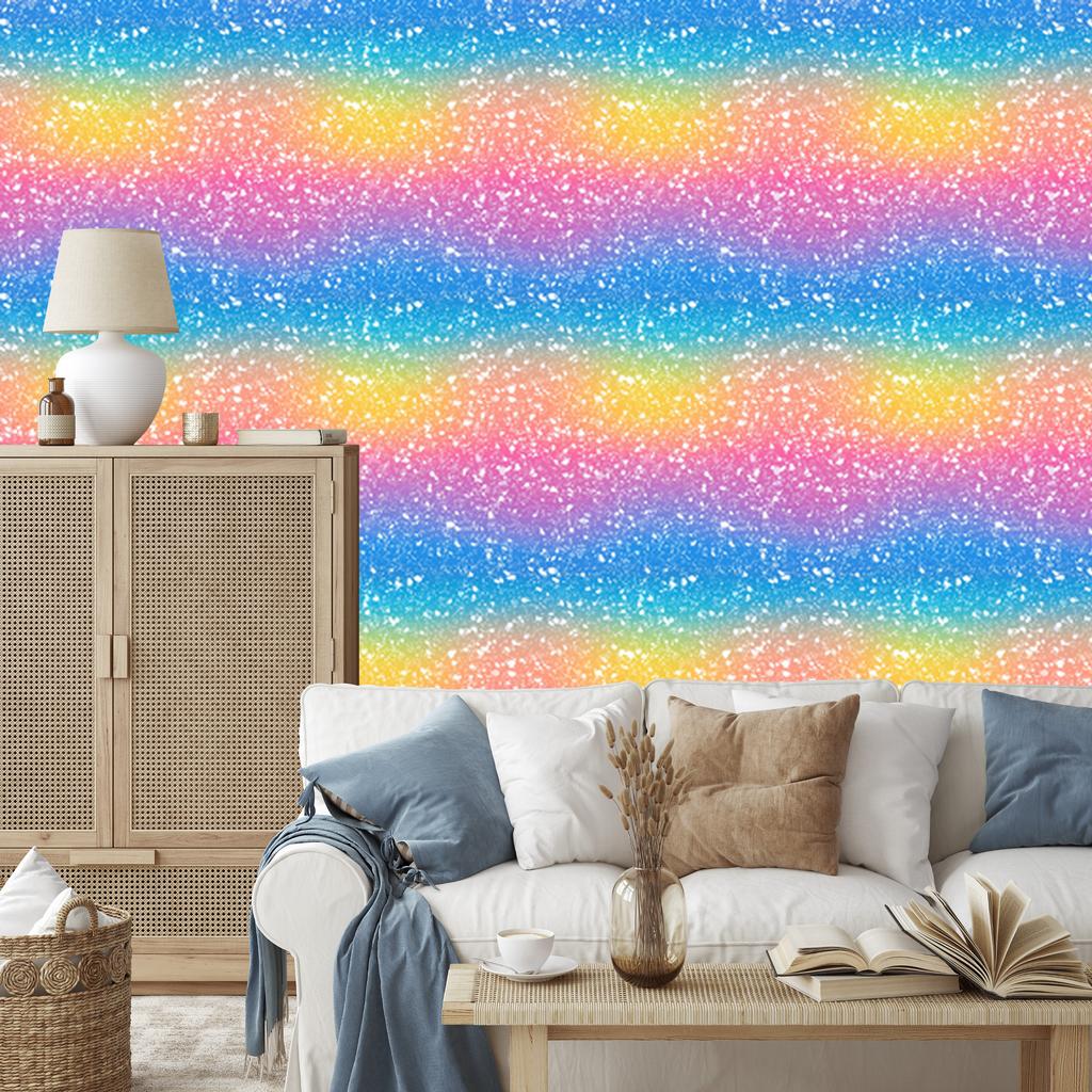 Azure and powder pink glitter wallpaper for living room and bedroom 50x1000