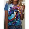 Fashion Women's Crew Neck Short Sleeve 3D Animal Color Printing Animal Short Sleeve Crew Neck T-Shirt