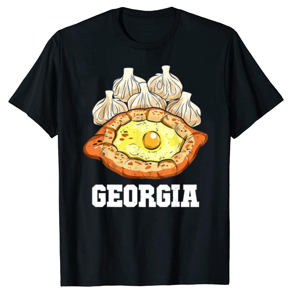Funny Khinkali Khachapuri Food Lover Travel Georgia Tshirts Men Women Fashion Casual Tshirt 100 Cotton Loose Georgian T Shirt