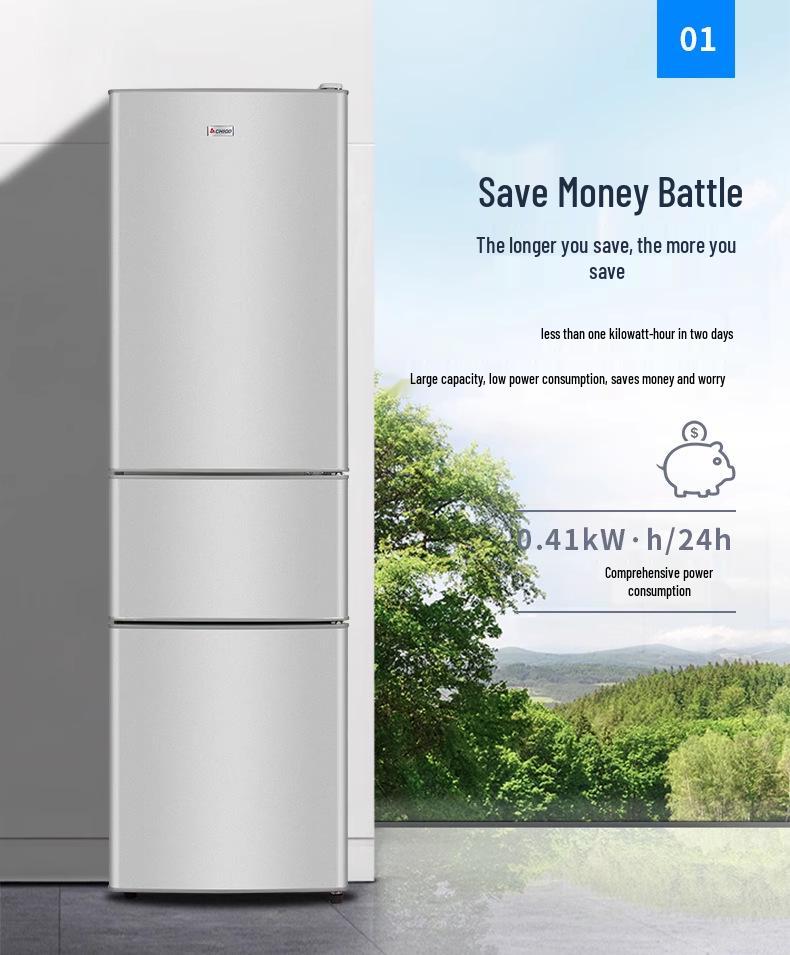 Chigo 57-239L Three-Door Refrigerator: Household Preferred, Large Capacity, First-Class Energy Efficiency, Multi-Temperature Zones.