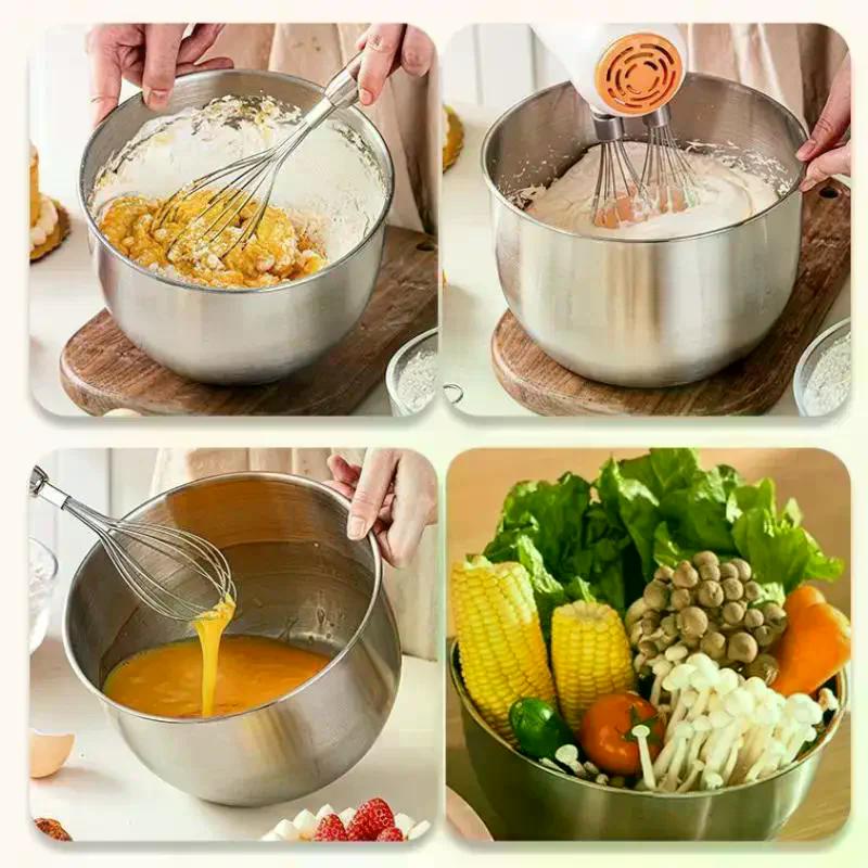 Miska do mieszania ze stali nierdzewnej głęboka konstrukcja gotowanie pieczenie ciasto chleb sałatka trzepaczka do jaj miska pojemnik na owoce narzędzia kuchenne do gotowania
