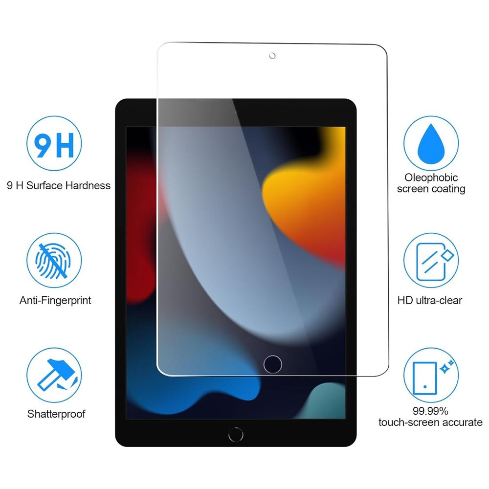

1 упаковка закаленного стекла для iPad 10,2 дюйма (9/8/7 поколение 2021/2020/2019) Защитная пленка для экрана, прозрачная, высокого разрешения iPad 10.2 чистый