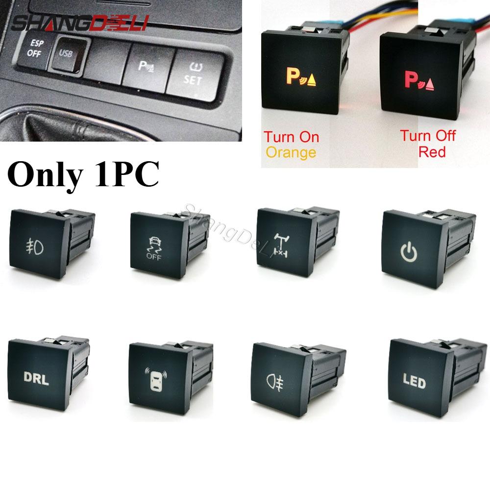 1PC Car LED DRL Parking Radar Power ON Off Fog Light Switch Button with Wire for Golf 6 MK6 Jetta 5 EOS Scirocco 2006 -2011