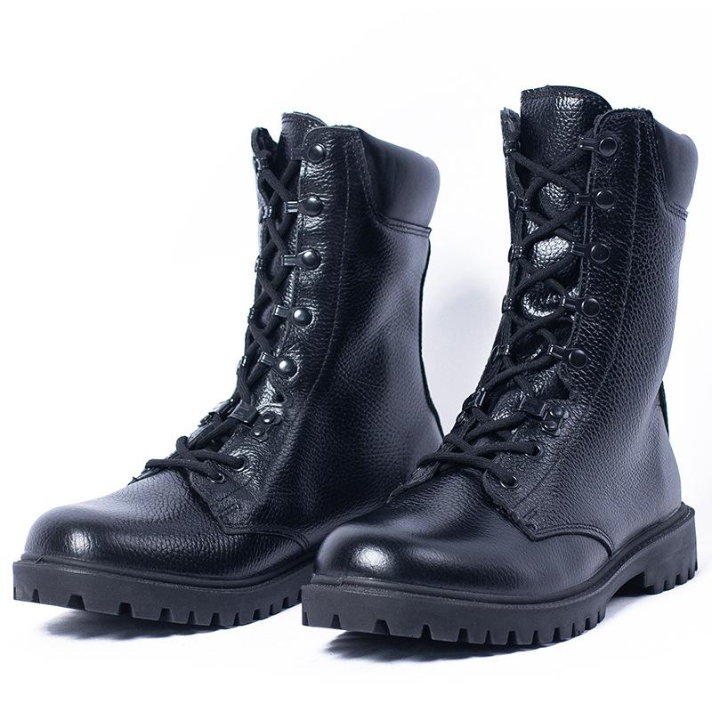 Men s High Top British Style Korean Edition Genuine Leather Workwear Boots Motorcycle Shoes Mid Black Cowhide чёрный