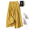 Summer Pants for Women Cotton Linen Large Size Wide Leg Pants Femme Arts Style Elastic Waist Solid Casual Loose Pan
