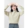 2026 Autumn Women's Cable Knit High-Neck Loose Pullover - Korean Gentle Style