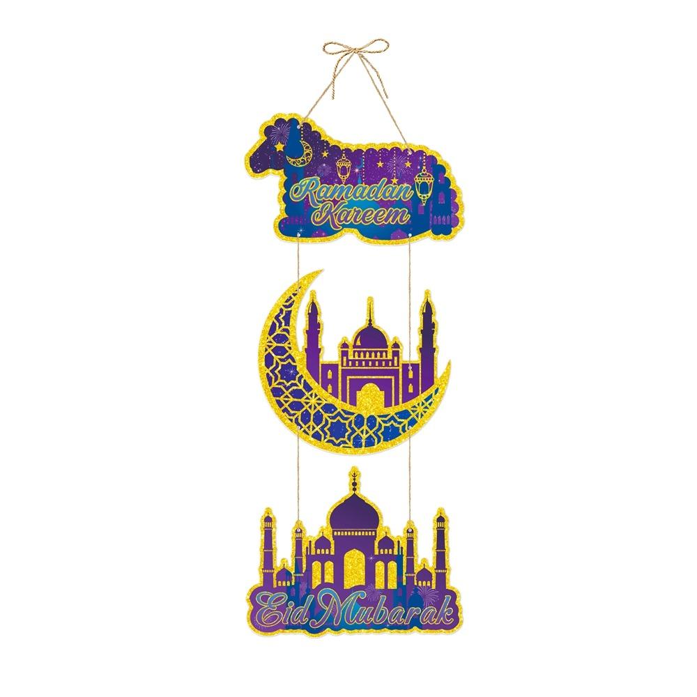

Gold Purple Blue EID Mubarak Banner Event Supplies Eid al-Fitr Party Decor Home Decor B