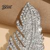 Oxidation-proof Brooch Feather Design Pin for Women Rhinestones Inlaid Sweater