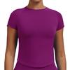 High-Stretch Seamless Nylon Yoga T-Shirt: Moisture-Wicking, Tight-Fit, Hip-Length Short Sleeve