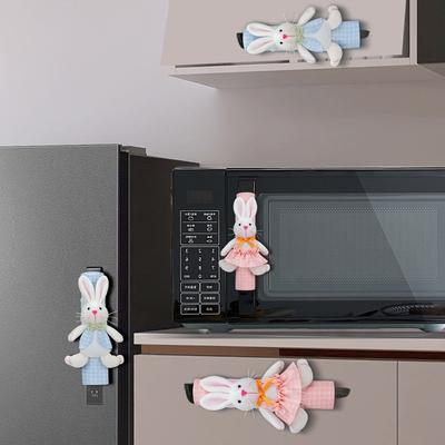 Housses de poignée de porte de réfrigérateur Lot de 2 Pâques Lapin Mignon Oeuf Lavable Décor de porte de réfrigérateur Lave-vaisselle Four à micro-ondes