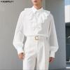 Oversized Elegant Men Multi-layered Neck Long Sleeve Ruffled Casual Loose Shirts