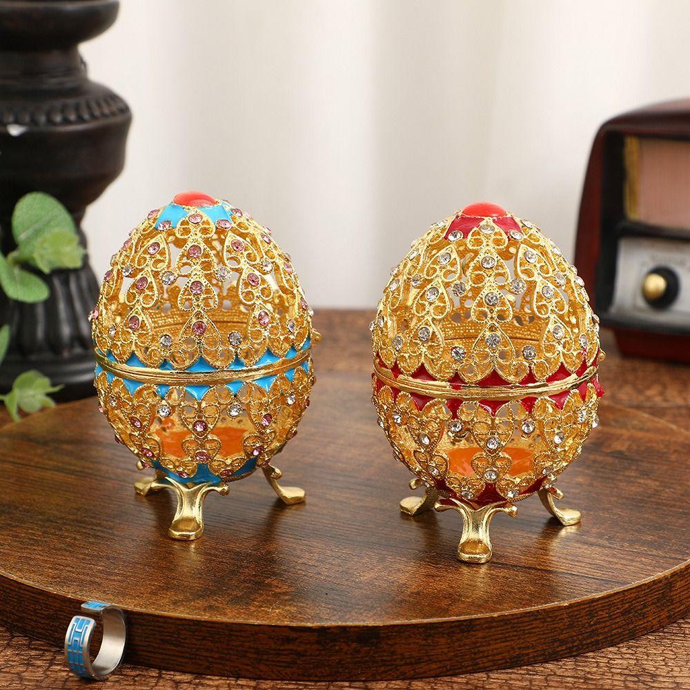 Zinc Zinc Alloy Material Egg-Shaped Box Enamel Color Jewelry Storage Box Jewelry Box Jewelry Organizer