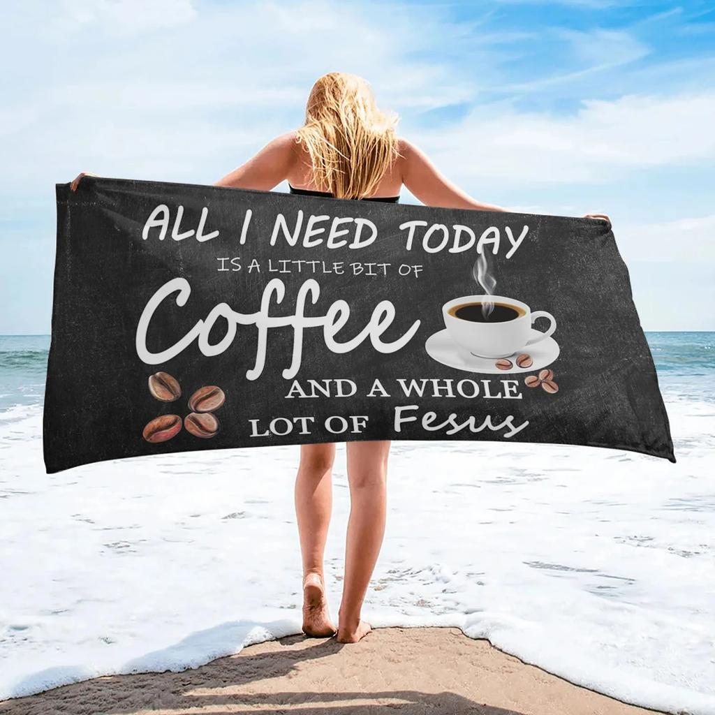 Delicious Coffee Print Comfort Beach Towel for Your Companion Friend Gifts, Microfiber Quick Dry Camping Swim Pool Bath Towels