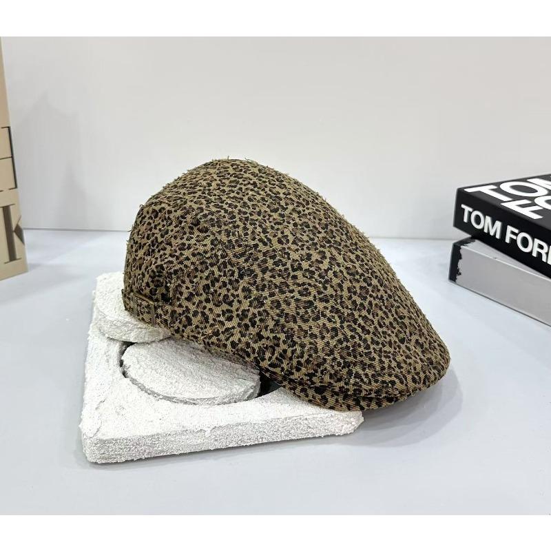 Make old and show your face, small and casual, personalized leopard print denim forward hat, women's summer short brim, versatile retro shell