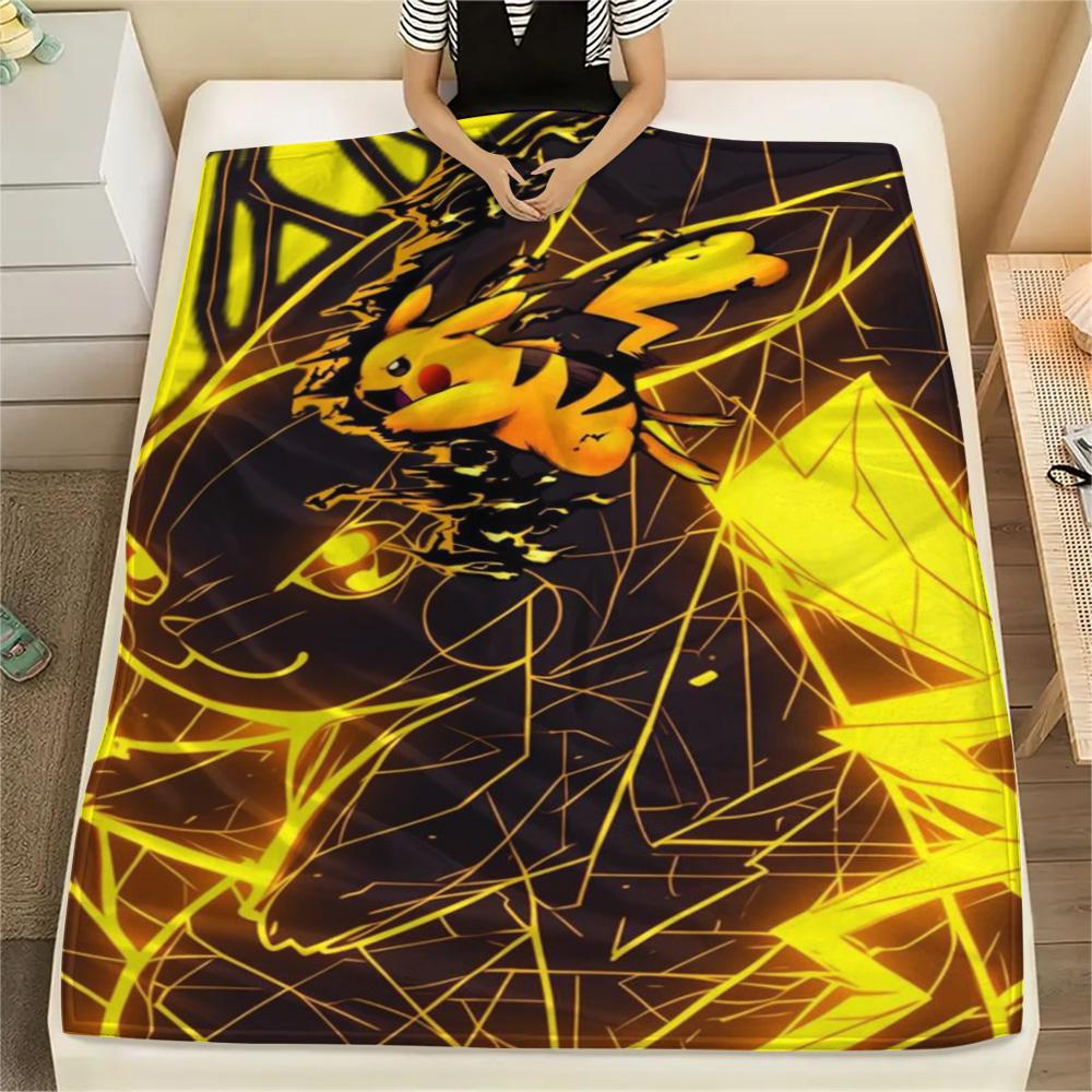 Pikachu Warm Printed Flannel Blanket Perfect for Bedroom Sofa Travel Picnic.-TING