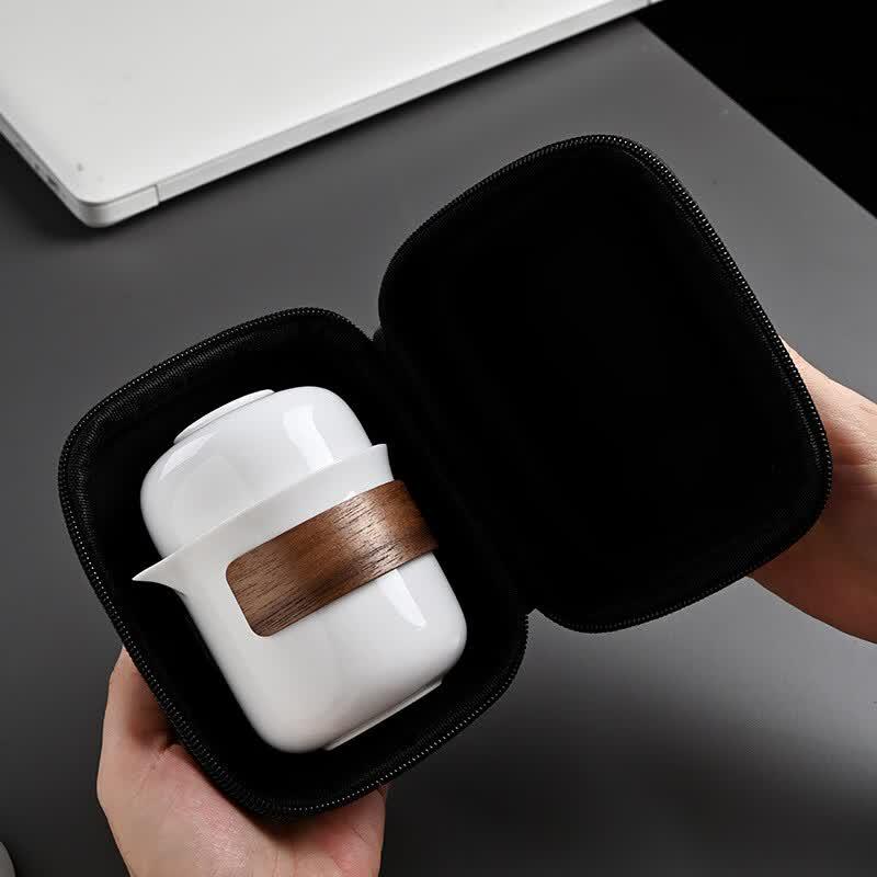 Lailuo Mutton-Fat Jade Porcelain Portable Travel Tea Set