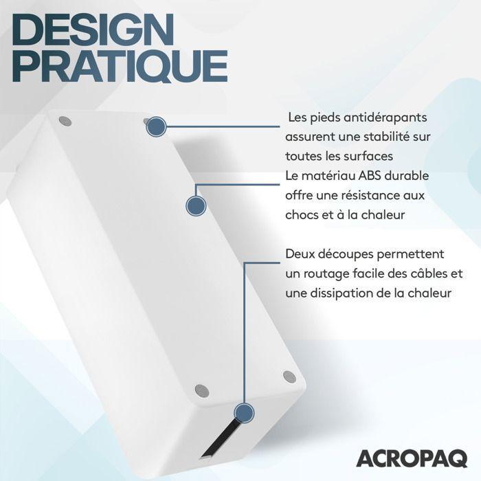 Acropaq boîte cache câble – grand (41 x 13 x 16 cm), cache multiprise, boîte pour rangement des câbles, boîte multiprise - blanc