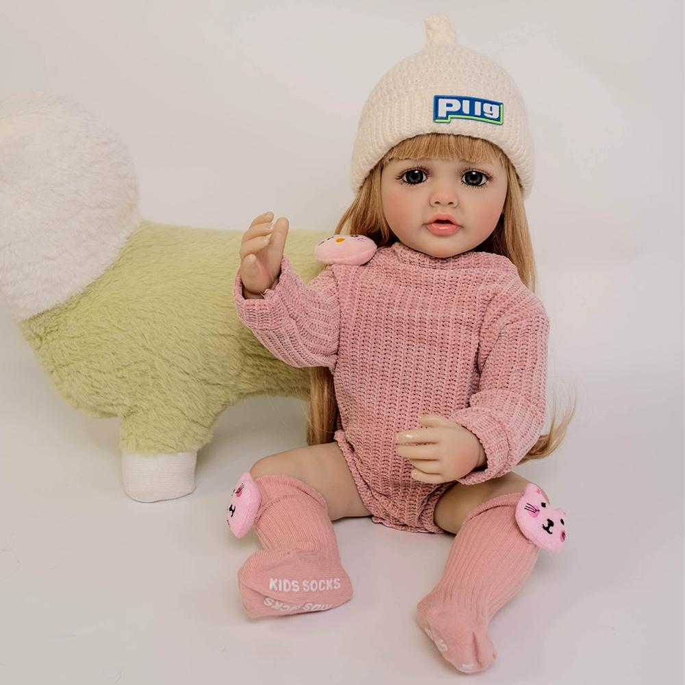 Simulation Reborn Doll 55CM Full Silicone Vinyl Girl Body Doll Toy Toddler Bebe Birthday Christmas Gift Dolls Toys