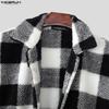 INCERUN Men Sleeveless Plaid Check Furry Casual Loose Cropped Waistcoat Vest