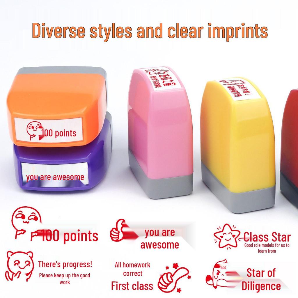 Teacher's Reward Homework Stamps: Cartoon Praise & Encouragement for Students