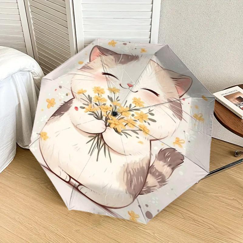 1 st Kattblommor Mönster Paraply Automatiskt Öppnings- och Stängningsparaply, Paraply av Hög Kvalitet, Idealisk Gåva till Henne 182