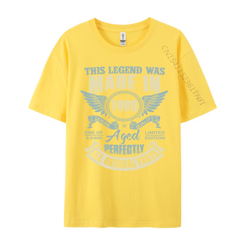 Unisexs T Shirt 43rd Birthday Legend Made In 1980 Tshirts Funny Tshirts Cotton Clothing Shirt Vintage Printed Tshirts