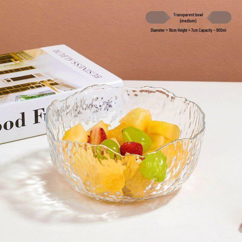 Heat-Resistant Transparent Glass Bowl - Large Salad, Rice, Noodle, or Soup Bowl for Home Use