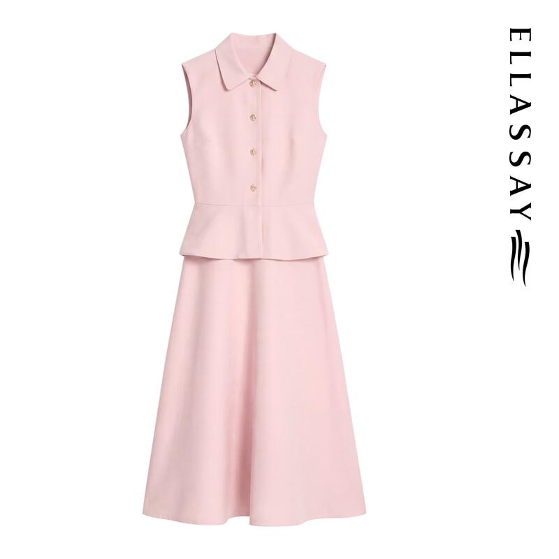 ELLASSAY 2026 Summer Acetate Blend Sleeveless Faux Two-Piece Dress