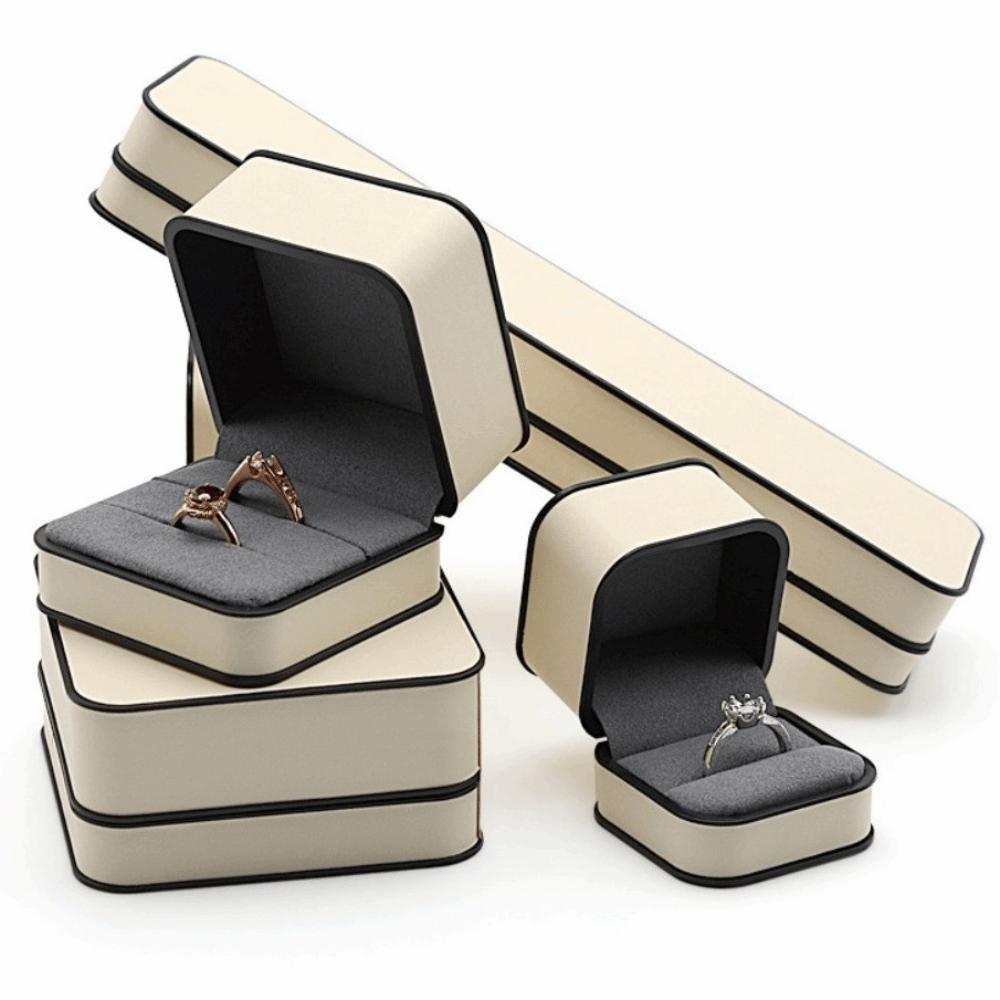 Velvet-lined Earring Box PU Jewelry Box Fashion Ring Bracelet Necklace Organizer