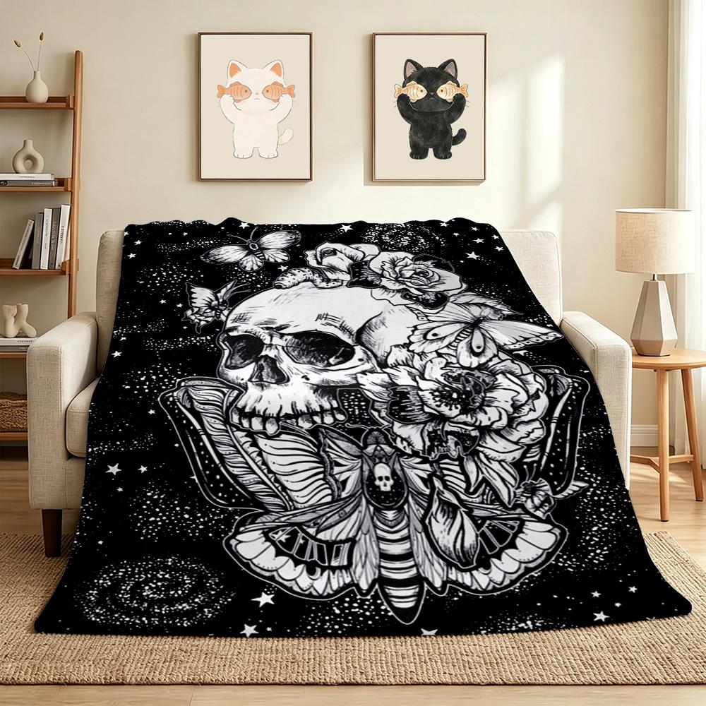 Skull Art Flannel Blanket Throw Blanket Soft Warm Sofa Bed Camping Car home Decor Unique Christmas Gift C930252