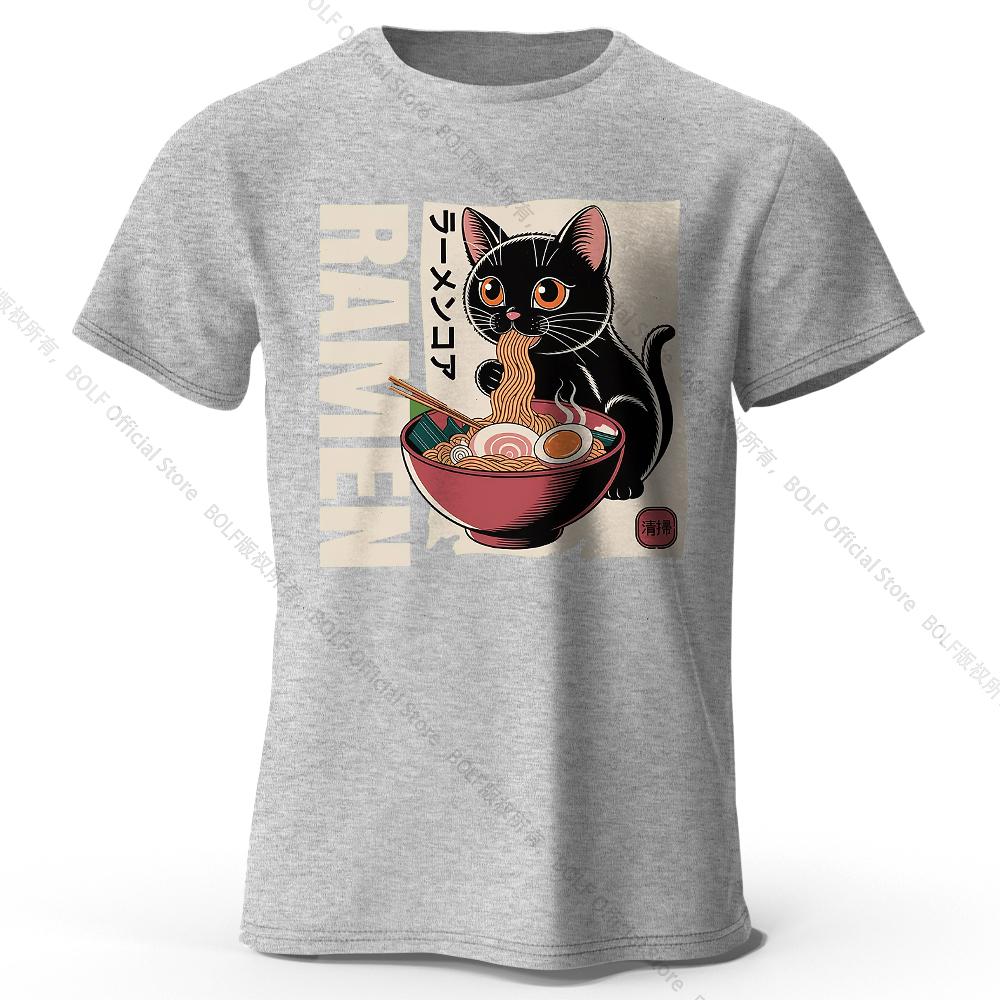Men's Ramen Printed T-Shirt 100% Cotton Oversized Japanese Graphic Tees for Women Summer Tops Noodle Streetwear