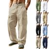 Men's Linen Straight Leg Long Pants - Casual Comfortable Lightweight for Everyday Wear