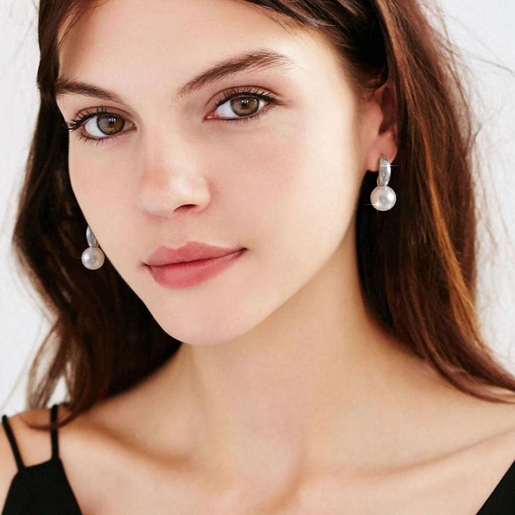 Exquisite C-shaped Imitation Pearl Earrings,Women's Stainless Steel Earrings,Waterproof Geometric Jewelry Gifts