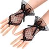 Gothic Kurze Schwarze Handschuhe Weibliche Harajuku Spitze Braut Hochzeit Halloween Lolita Kleid Net Gaze Bogen Hand Ärmel Fischnetz Handschuhe