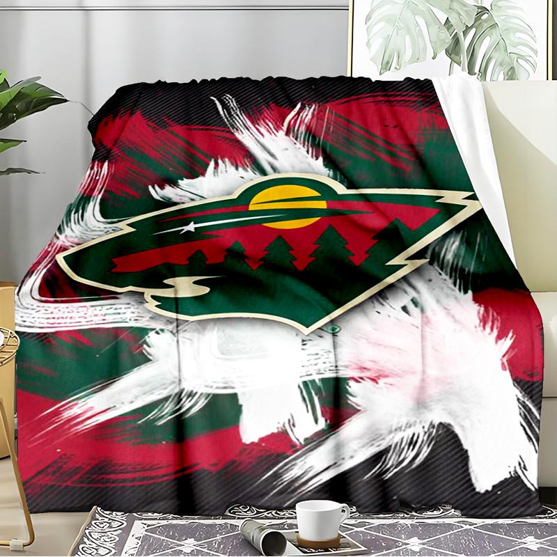 Minnesota Hockey Team Blanket Flannel Throw for Sofa, Indoor, Camping, Living Room, Office, Chair, And Bed Soft Birthday Gift
