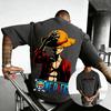 Plus Size One Piece Anime Printed Men and Women Tshirt Casual Parent Child Top Fashion Harajuku Style Y2K Summer Street Wear