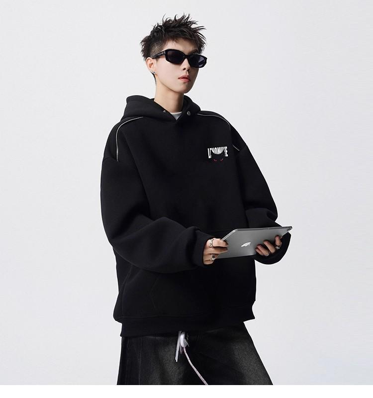 Men's Autumn American Brand Devil Cat Print Hoodie, Heavyweight & Trendy Stiff Sweatshirt, Cleanfit Base Layer.