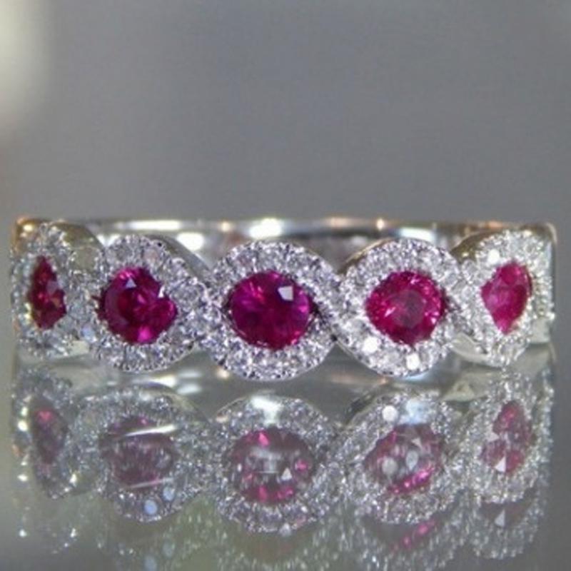 

Hand Ruby Right Ring Silver Eternal Bridal Wedding Band Jewelry For Women 9