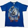 Native American Wolf T Shirt Mens Large Blue Bald Eagle Dream Catcher Graphic