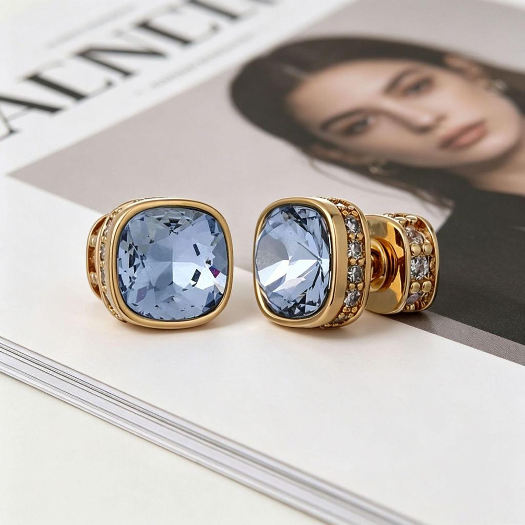 Yanbai French Retro Zircon Stud Earrings - Simple, Versatile, Luxurious Design for Women