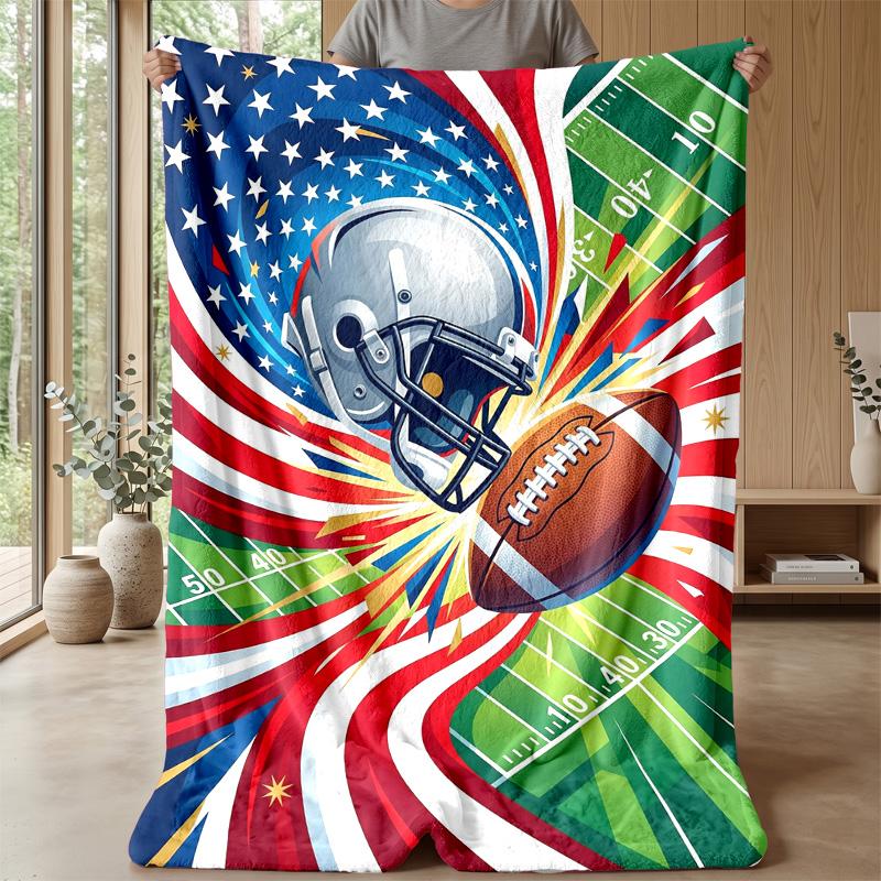 American Football Celebration blanket Personalized Name Flannel Blanket Soft Cozy Plush Throw for Sofa Bed Lightweight Home Decor