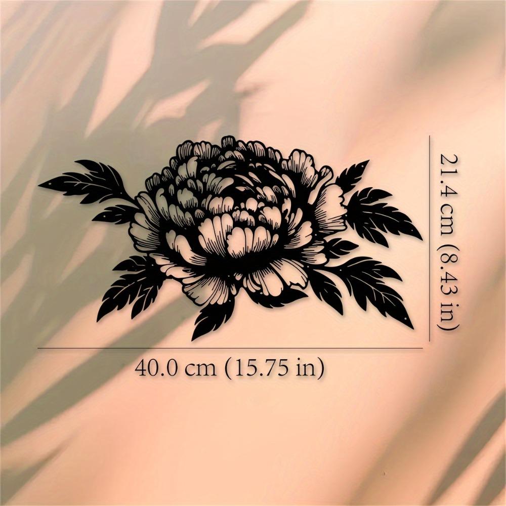 Metal Peony Wall Art 15.75x8.43 Inch Black Floral Sculpture Modern Minimalist Home Decor Living Room Office Housewarming Gift Mother Father Holiday