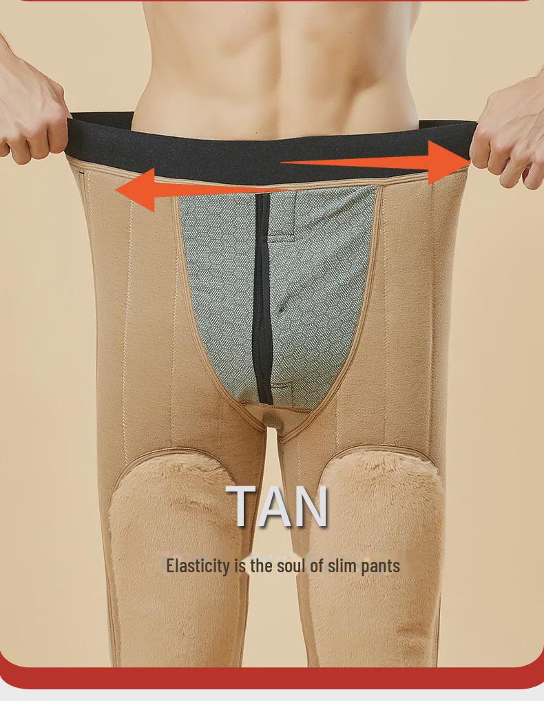 Herren High-Waist Wollfleece-Hose mit Kniepolstern, extra dick und warm, ideal für Mittelalte und Ältere.