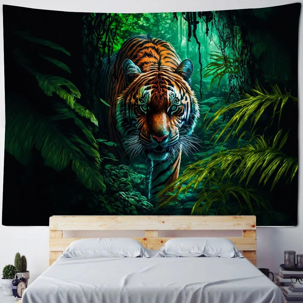 King of The Forest Tiger Wall Hanging Office Living Room Tapestry Home Wall Decoration Tapestry