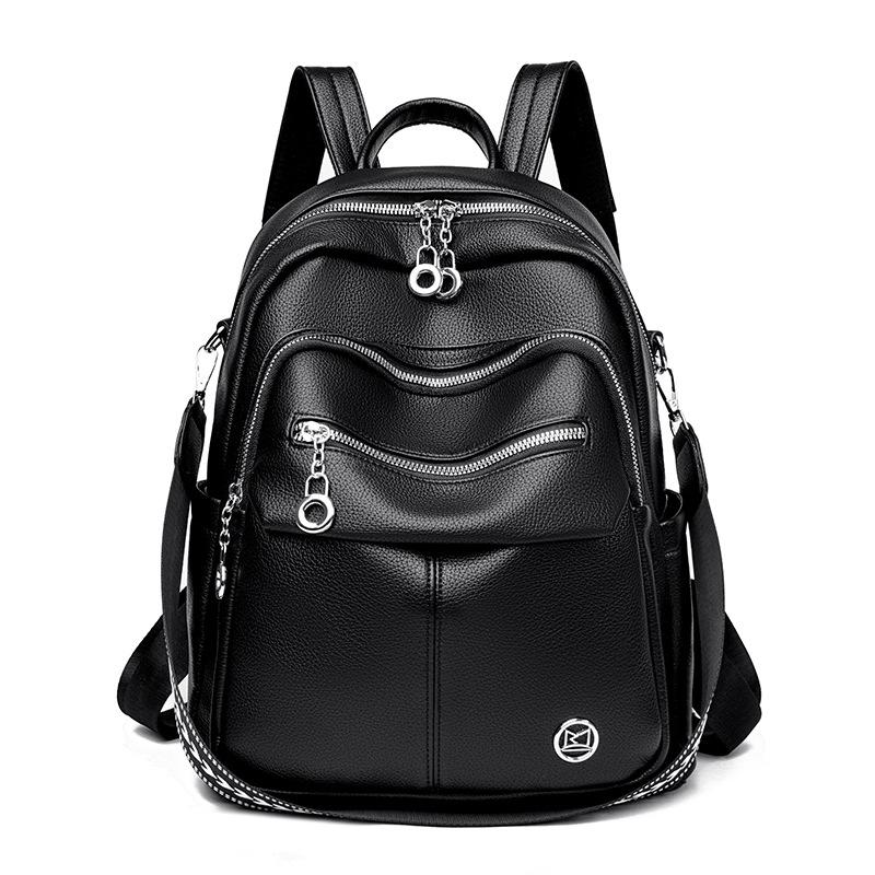 Fashionable Backpack New Style Versatile Backpack Trendy Soft Leather Women's Large Capacity Travel Bag